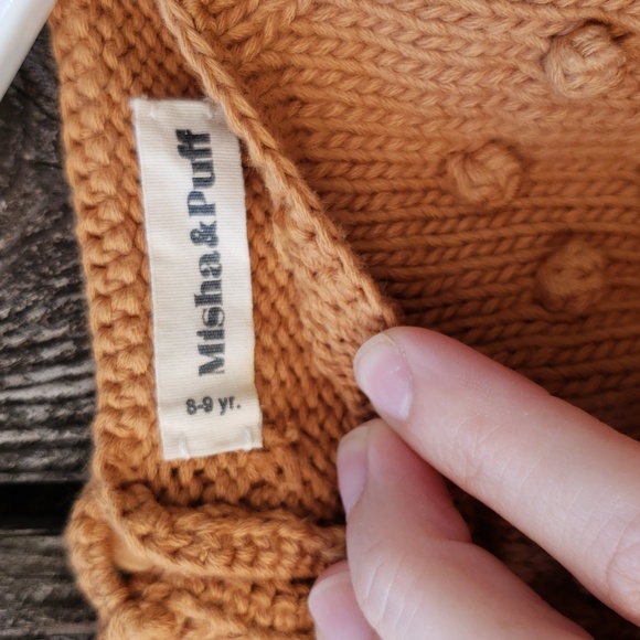 Misha and Puff Summer Popcorn Sweater in Pima Cotton, color "Caramel", size 8-9Y - Picture 4 of 11